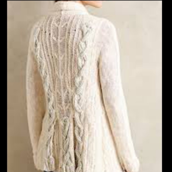 Anthropologie Knitted & Knotted Alpaca Wool Blend Braided Nordic Cardigan - Picture 12 of 12